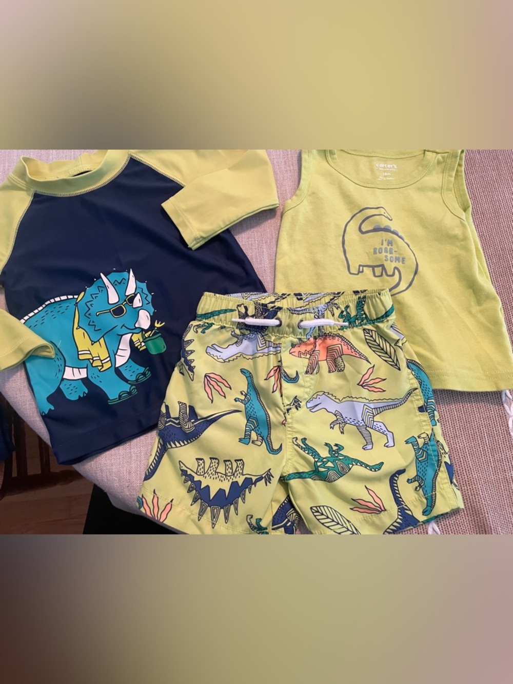 Carter's Neon Yellow and Navy Swim Top